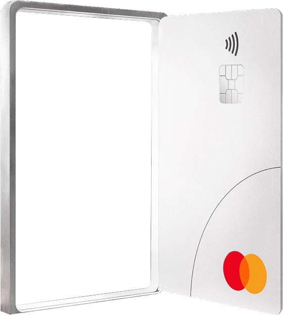 Cartão Mastercard aberto em formato de porta, simbolizando o acesso às experiências da promoção